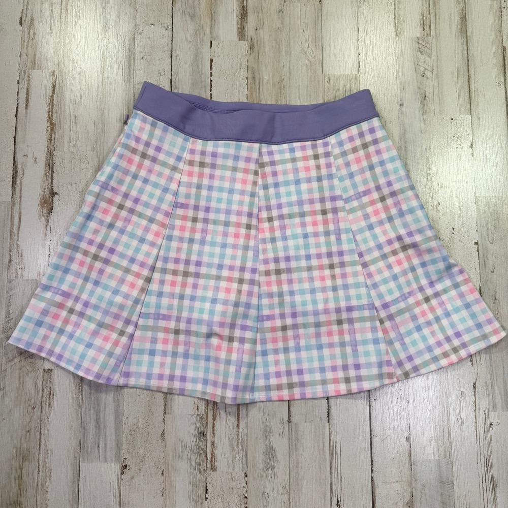 RLX Ralph Lauren Skort Womens Small Purple Pink Plaid Pleated Golf Pickleball